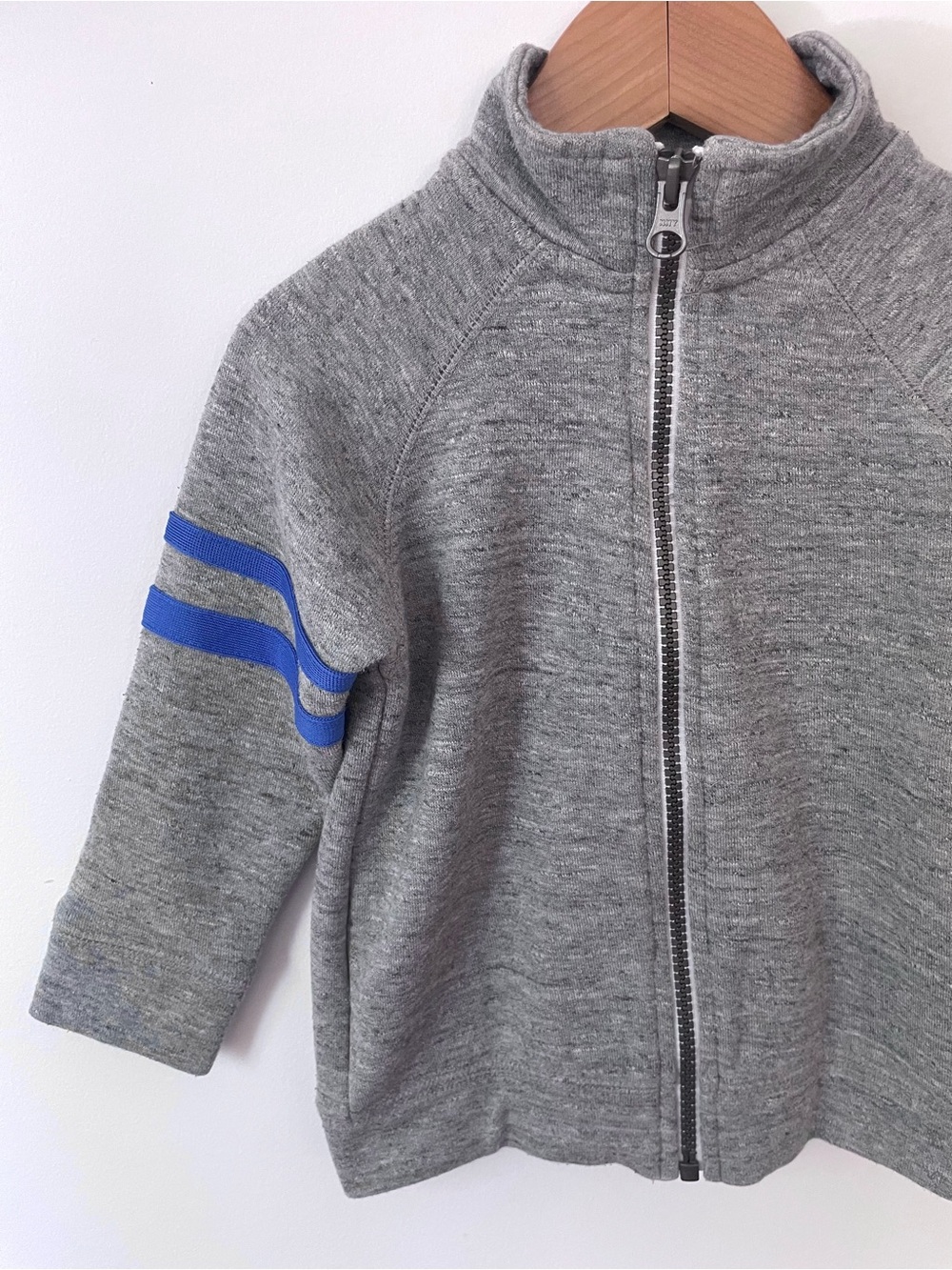 $6 💥Sporty Zip-Up Boys Sweatshirt Track Jacket, Blue Stripe, Soft French Terry